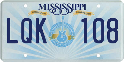 MS license plate LQK108