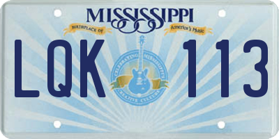 MS license plate LQK113