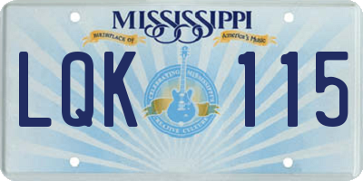 MS license plate LQK115