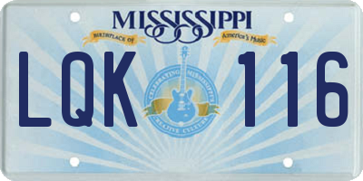 MS license plate LQK116