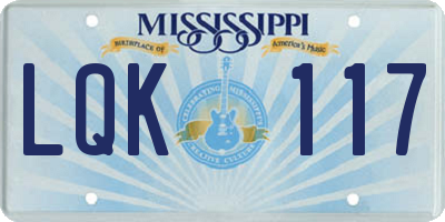 MS license plate LQK117