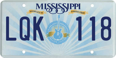 MS license plate LQK118