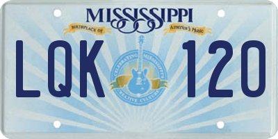MS license plate LQK120