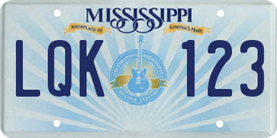 MS license plate LQK123