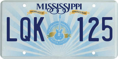 MS license plate LQK125