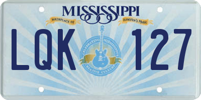MS license plate LQK127