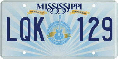 MS license plate LQK129