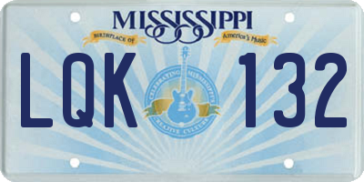 MS license plate LQK132