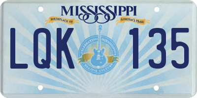 MS license plate LQK135