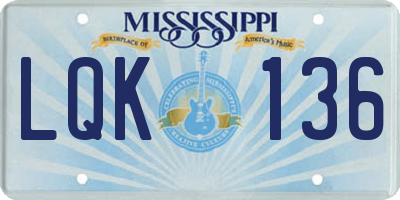 MS license plate LQK136
