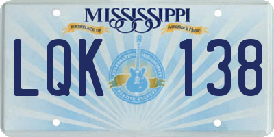 MS license plate LQK138