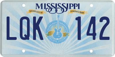 MS license plate LQK142