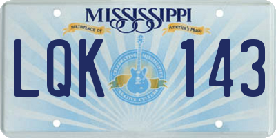 MS license plate LQK143