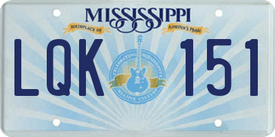 MS license plate LQK151