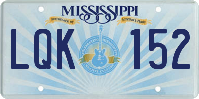 MS license plate LQK152