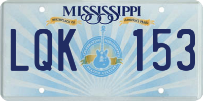 MS license plate LQK153