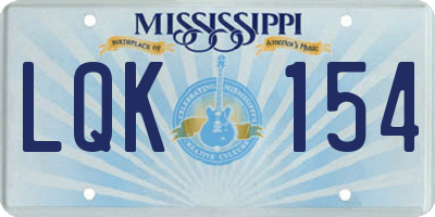 MS license plate LQK154