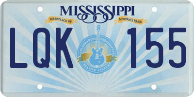MS license plate LQK155