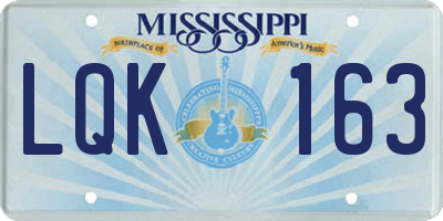 MS license plate LQK163