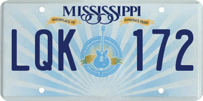 MS license plate LQK172