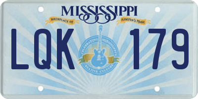 MS license plate LQK179