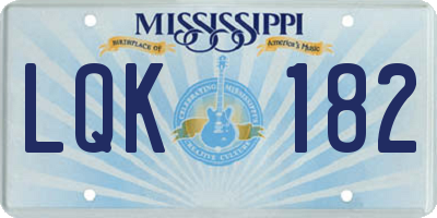 MS license plate LQK182