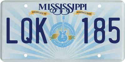 MS license plate LQK185