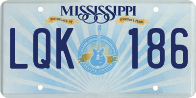 MS license plate LQK186