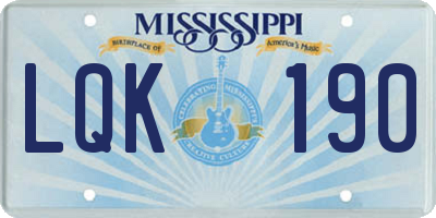 MS license plate LQK190