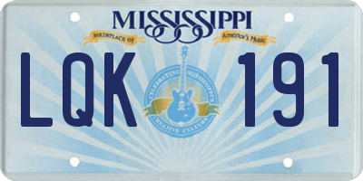 MS license plate LQK191