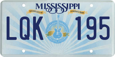 MS license plate LQK195
