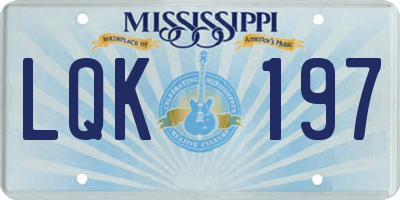 MS license plate LQK197