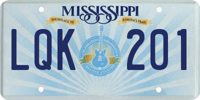 MS license plate LQK201