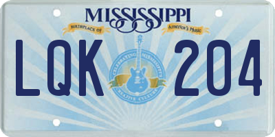 MS license plate LQK204