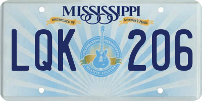 MS license plate LQK206