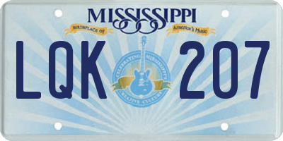 MS license plate LQK207