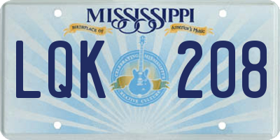 MS license plate LQK208