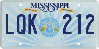 MS license plate LQK212