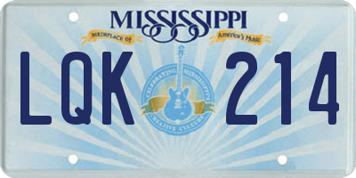 MS license plate LQK214