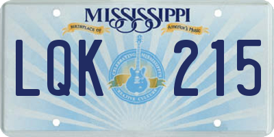MS license plate LQK215