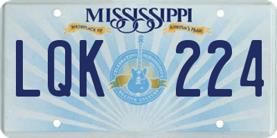 MS license plate LQK224