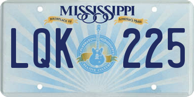 MS license plate LQK225