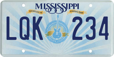 MS license plate LQK234