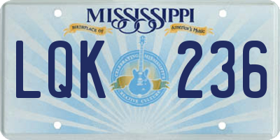MS license plate LQK236