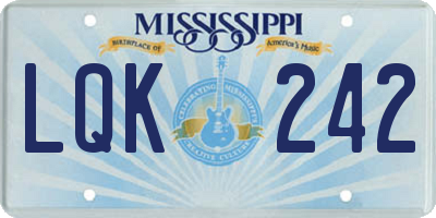 MS license plate LQK242