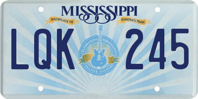 MS license plate LQK245
