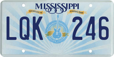 MS license plate LQK246
