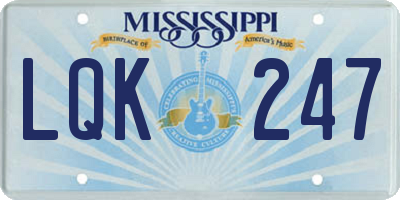 MS license plate LQK247