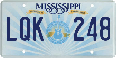 MS license plate LQK248
