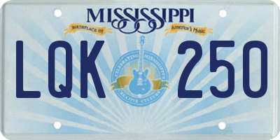 MS license plate LQK250